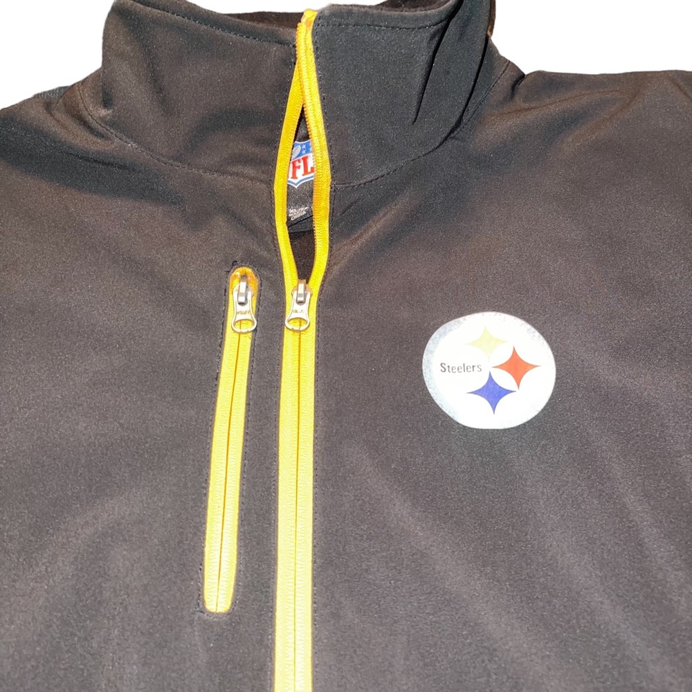 NFL Steelers Jacket Men’s Size XL Zip Front Light Fleece Liner Black And Gold - Picture 2 of 8
